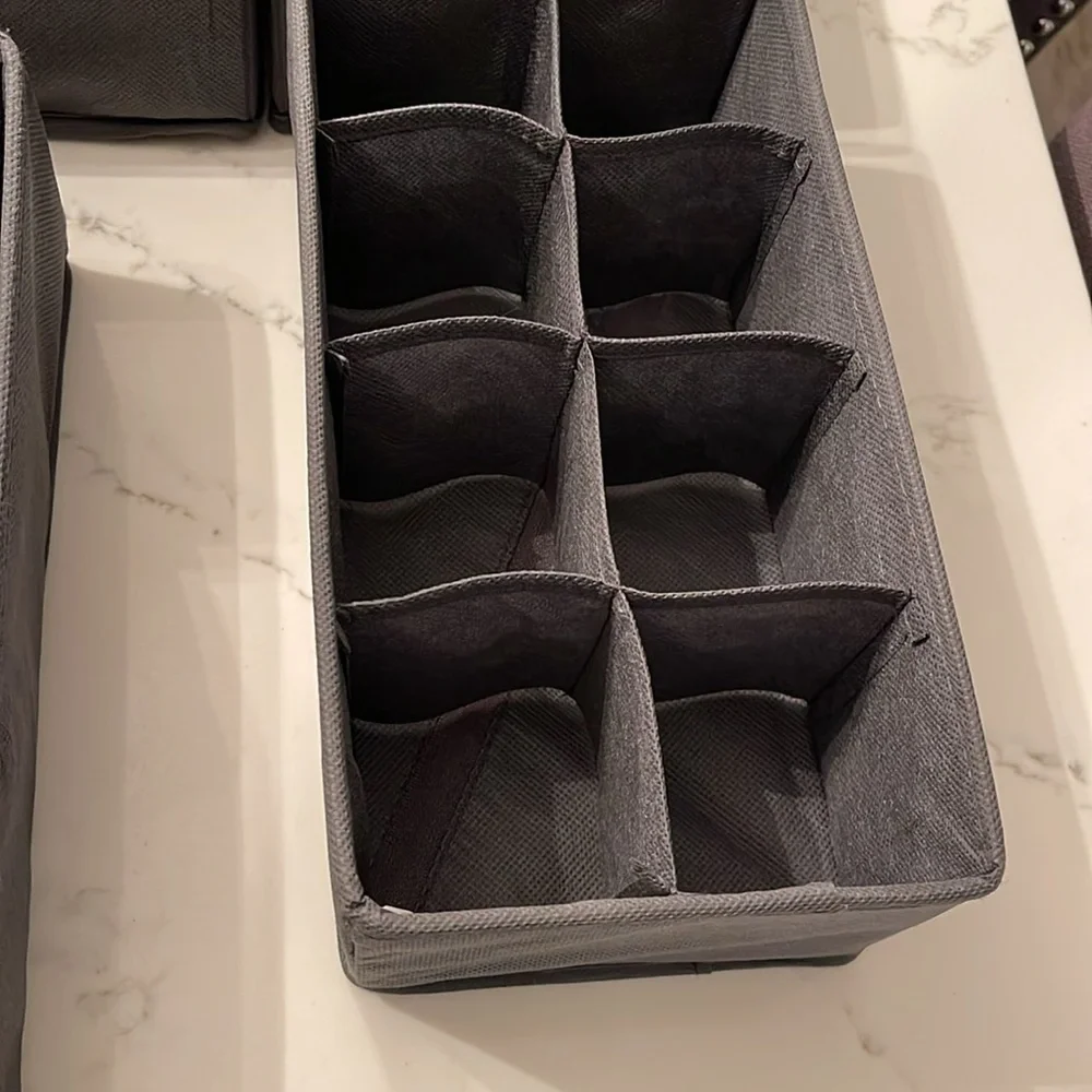 Set of 7 charcoal grey drawer organizers